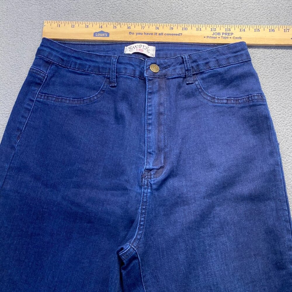 SWANK A POSH Women's Stretch Bell Blue Jeans Size 1X Zipper Flare - Picture 4 of 8